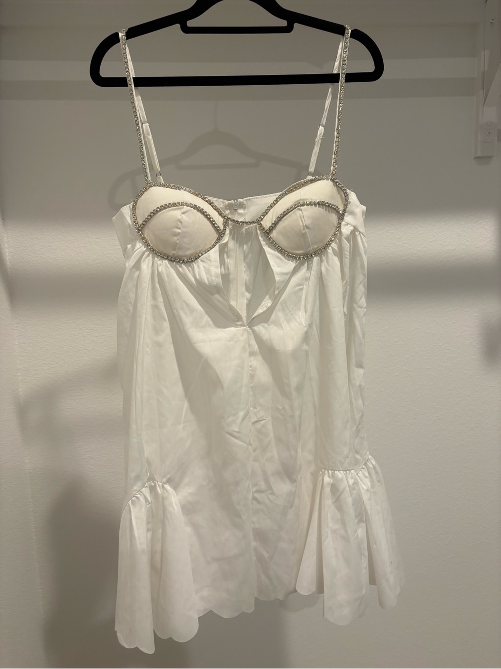 White Beaded Bust Mini Dress